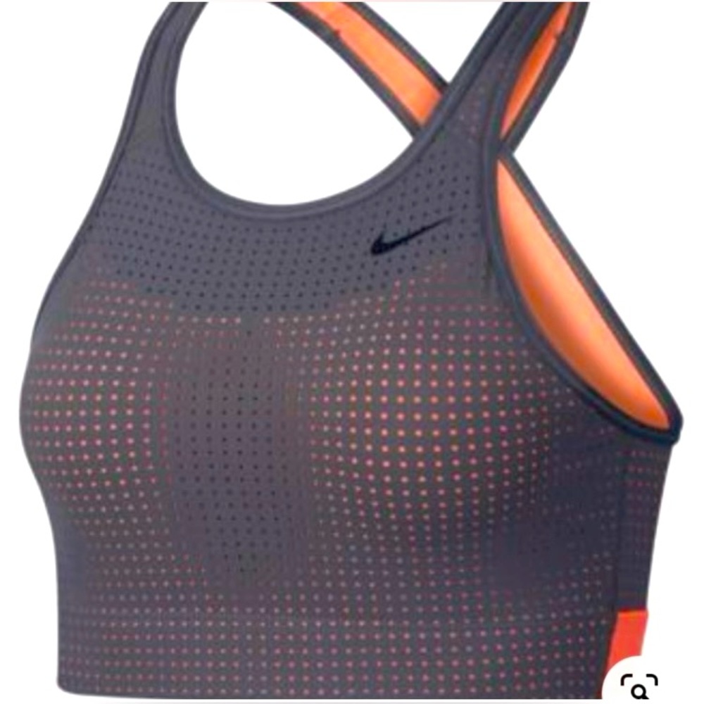 Nike classic crossback SPORTS BRA gray orange 🍊 MEDIUM/high support EUC size XS